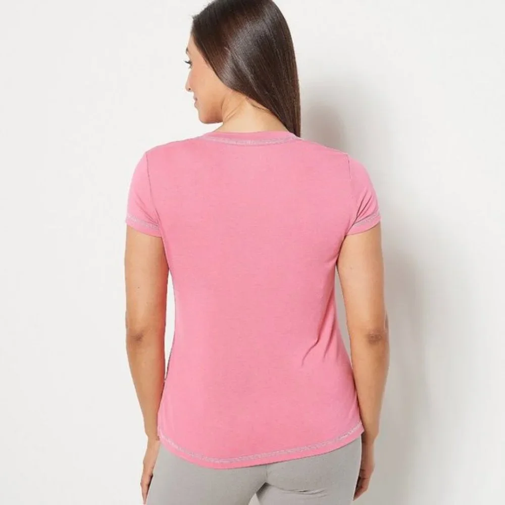 Hanes Set of 2 X Temp V Neck Tee with Contrast Stitching NWT